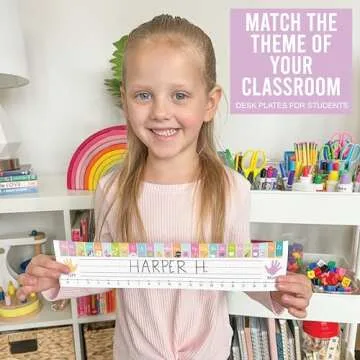 Hadley Designs 25 Colorful Desk Name Plates for Classroom, Student Name Tags for Desks, Student Name Plates for Desks Classroom, Name Plate for Desk Kids