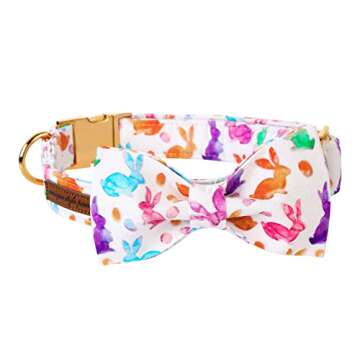 Unique style paws Easter Dog Collar, Holiday Bunny Eggs Dog Collar Bowtie, Pet Collar Bow for Small ...