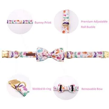 Unique style paws Easter Dog Collar, Holiday Bunny Eggs Dog Collar Bowtie, Pet Collar Bow for Small Medium Large Dogs