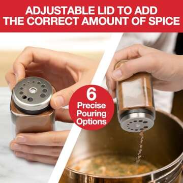 Adjustable Glass Spice Jars Set with Stainless Steel Lids