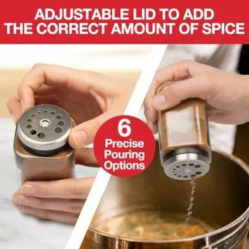 Adjustable Glass Spice Jars Set with Stainless Steel Lids