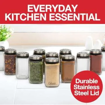 Adjustable Glass Spice Jars Set with Stainless Steel Lids
