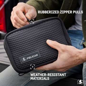 Pelican Electronic Organizer Travel Case - Portable Tech Pouch with Multiple Storage Mesh Pockets for Cables, Chargers, Power Bank, AirPods - Cord Organizer and Airplane Travel Essentials Bag - Black