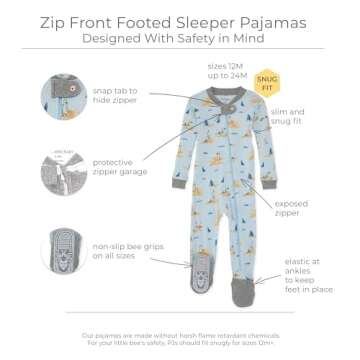Burt's Bees Baby Baby Girls' Sleeper Pajamas, 100% Organic Cotton, Soft One-Piece PJs, Diagonal Zip ...