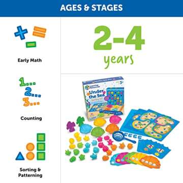 Learning Resouces Under The Sea Sorting Set, Toddler Activities, Educational Toys Set, Color Teaching Toys, 44 Pieces, Age 3+
