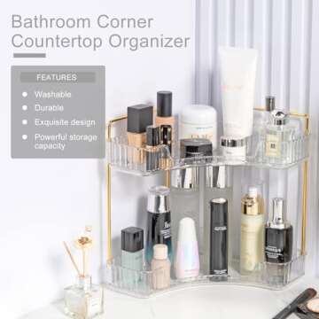 INVSSENE Corner Bathroom Counter Organizer for Makeup & Perfumes