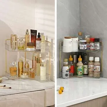 INVSSENE Corner Bathroom Counter Organizer for Makeup & Perfumes