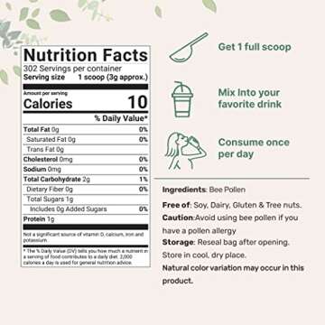 Micro Ingredients Pure Bee Pollen Granules, 2lbs | Fresh Harvest, Natural Superfood, Raw Sweet Flavo...