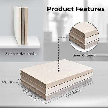 Decorative Book Set | Set of 3 Real Linen Covered Book Set | Extra Large Fashion Designer Books | Coffee Table Decor | Shelves/Mantle Decor | Modern Home Decoration