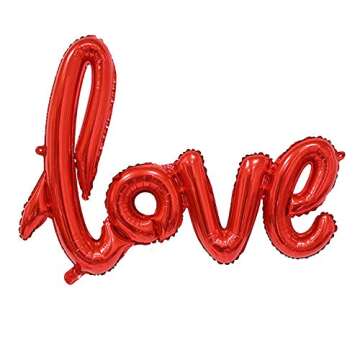 BinaryABC Love Foil Balloon Mylar Balloons,Valentines Day Wedding Party Decoration,2Pcs