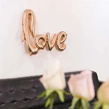 BinaryABC Love Foil Balloon Mylar Balloons,Valentines Day Wedding Party Decoration,2Pcs
