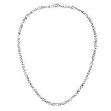 Elegant 18K White Gold Tennis Necklace with Zirconia