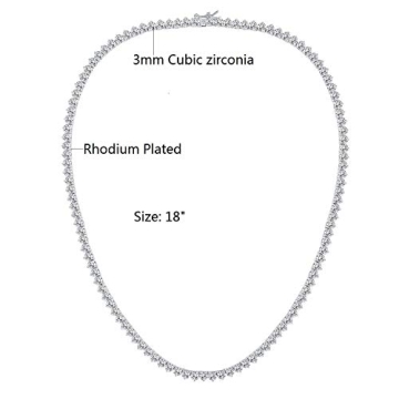 Elegant 18K White Gold Tennis Necklace with Zirconia