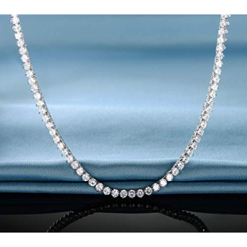 Elegant 18K White Gold Tennis Necklace with Zirconia