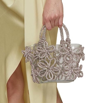 Clear Rhinestone Handbag for Women Stylish Evening Purse