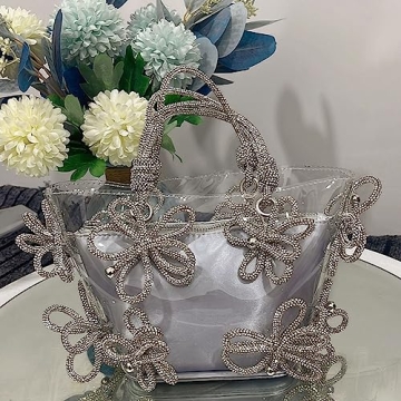Clear Rhinestone Handbag for Women Stylish Evening Purse