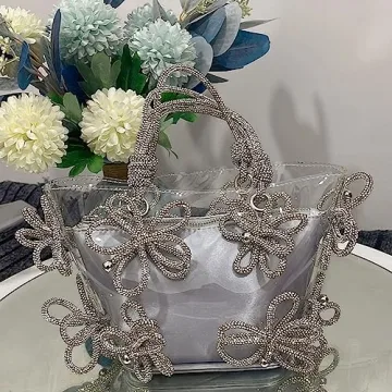 Clear Rhinestone Handbag for Women Stylish Evening Purse