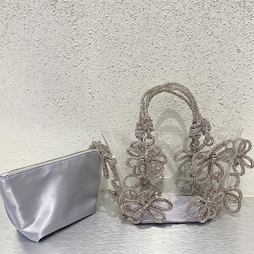 Clear Rhinestone Handbag for Women Stylish Evening Purse