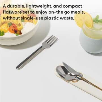 W&P Porter Stainless Steel Utensils with Silicone Carrying Case | Terrazzo Charcoal | Spoon, Fork & ...