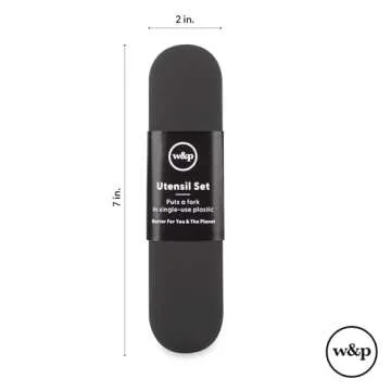 W&P Porter Stainless Steel Utensils with Silicone Carrying Case | Terrazzo Charcoal | Spoon, Fork & Knife for Meals on the Go | Portable and Compact Set