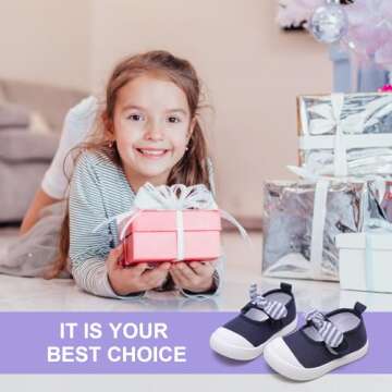 GENGASUN Toddler Canvas Sneakers Bowknot Design for Girls