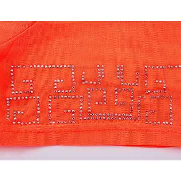 Women's Sexy Long Maxi Dresses Summer Casual See Through Round Neck Short Sleeve Sheer Mesh Beach Cover Ups Stretchy Plus Size Swimsuit Split with Fake Diamond Orange