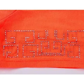 Women's Sexy Long Maxi Dresses Summer Casual See Through Round Neck Short Sleeve Sheer Mesh Beach Cover Ups Stretchy Plus Size Swimsuit Split with Fake Diamond Orange