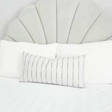 Slow Cow Linen Embroidery Decorative Lumbar Throw Pillow Cover Rectangular Pillowcase Cushion Cover for Bed Couch Sofa 12 x 24 Inches Dark Gray