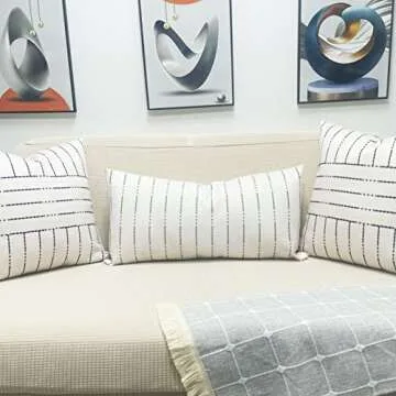 Elegant Slow Cow Embroidery Pillow Cover 12 x 24