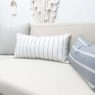 Slow Cow Linen Embroidery Decorative Lumbar Throw Pillow Cover Rectangular Pillowcase Cushion Cover for Bed Couch Sofa 12 x 24 Inches Dark Gray