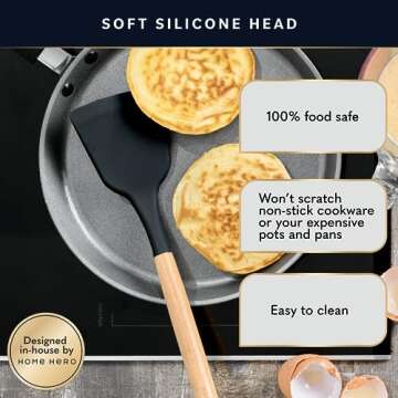 Home Hero 33 Pcs Kitchen Cooking Utensils Set, Non-Stick Silicone Cooking Kitchen Utensils Spatula Set with Holder, Wooden Handle Silicone Kitchen Gadgets Utensil Set (33 Pcs - Black)