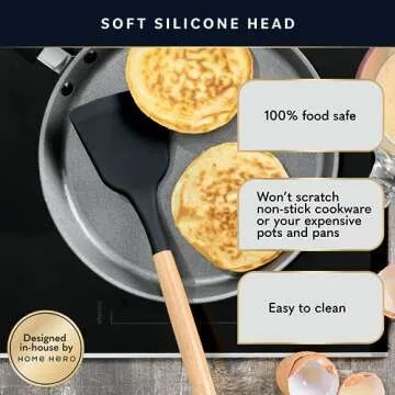 Home Hero 33 Pcs Kitchen Cooking Utensils Set, Non-Stick Silicone Cooking Kitchen Utensils Spatula Set with Holder, Wooden Handle Silicone Kitchen Gadgets Utensil Set (33 Pcs - Black)