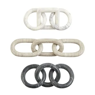 Mud Pie Marble Link White Elegant Home Decor Accent