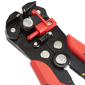Amazon Basics Wire Strippers, Self-Adjusting Crimper, Stripping Tool, Black/Red