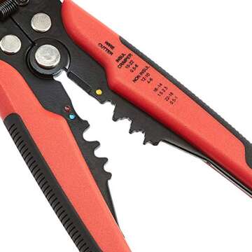 Amazon Basics Wire Strippers, Self-Adjusting Crimper, Stripping Tool, Black/Red