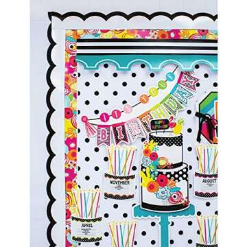 Schoolgirl Style - Industrial Chic | Black and White Stripes Bulletin Board Borders | 12 Strips, 36ft