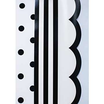 Schoolgirl Style - Industrial Chic | Black and White Stripes Bulletin Board Borders | 12 Strips, 36ft