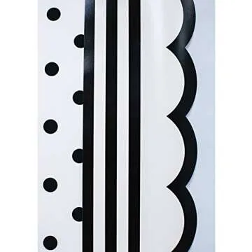 Schoolgirl Style - Industrial Chic | Black and White Stripes Bulletin Board Borders | 12 Strips, 36ft