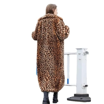Women’s Long Faux Fur Leopard Print Coat for Chic Style