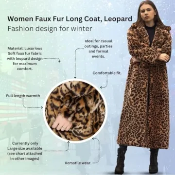 Women’s Long Faux Fur Leopard Print Coat for Chic Style