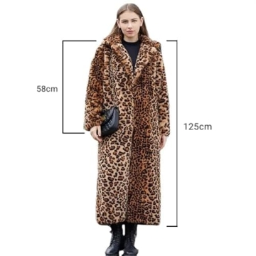 Women’s Long Faux Fur Leopard Print Coat for Chic Style