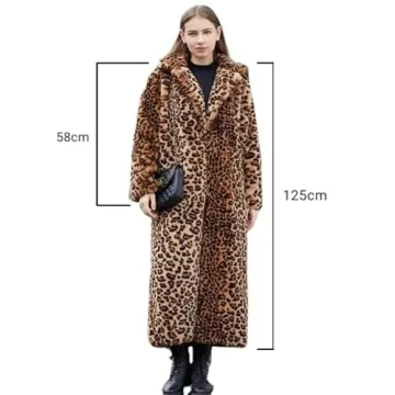 Women’s Long Faux Fur Leopard Print Coat for Chic Style