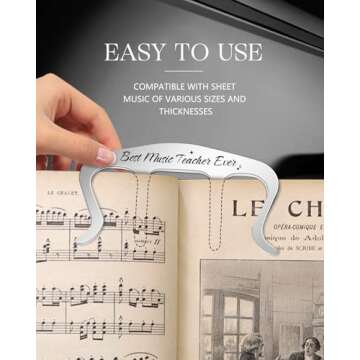 Swooflia Music Teacher Gifts Book Clip Keychain for Best Music Teacher Ever - Ideal for Piano Lovers