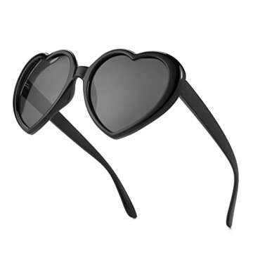 JOVAKIT Polarized Heart Shaped Sunglasses for Women Vintage Fashion Lovely Retro Oversized Eyeglasse...