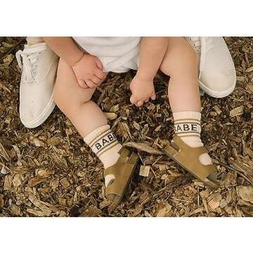 Lottie Dottie Baby, Toddler Half-Crew Cotton Socks 2-Pack | Checkered and Retro Stripe Socks | Unisex Novelty Socks