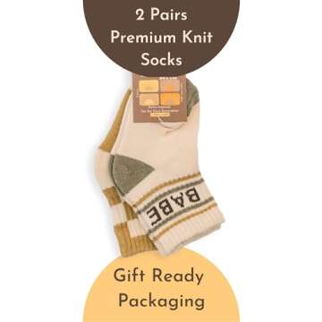 Lottie Dottie Baby, Toddler Half-Crew Cotton Socks 2-Pack | Checkered and Retro Stripe Socks | Unisex Novelty Socks