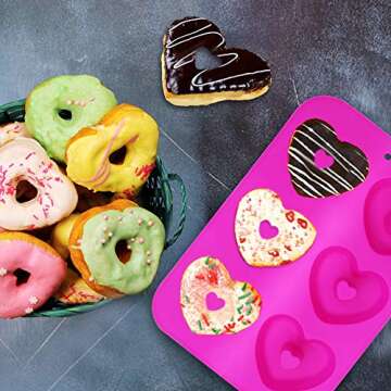 3 Pack Silicone Baking Tray Doughnut Maker Moulds, FineGood Cupcake Tray Silicone Muffin Molds Donut Pan Bagel Making Mould Tray