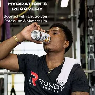 Rowdy Energy Drink, Peach Mango, Sugar Free - Natural Caffeine, Electrolytes | Hydration, Workout Performance, Focus, Recovery | B Vitamins and Keto-Friendly, 16 Fl Oz (12 Pack)