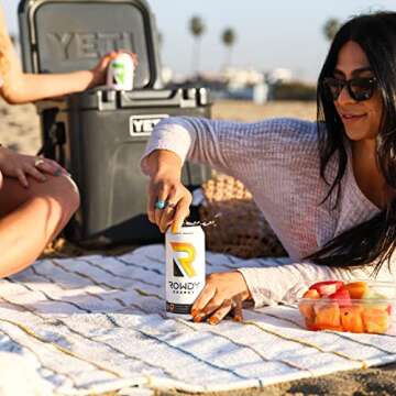 Rowdy Energy Drink, Peach Mango, Sugar Free - Natural Caffeine, Electrolytes | Hydration, Workout Performance, Focus, Recovery | B Vitamins and Keto-Friendly, 16 Fl Oz (12 Pack)