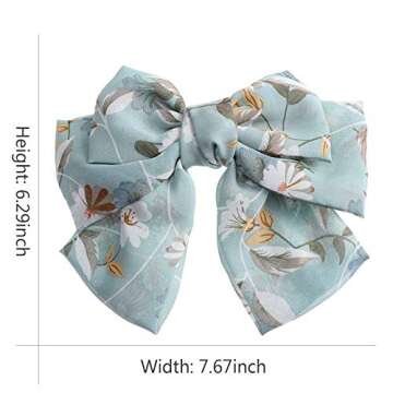 Chiffon Bow Barrettes Hair Clips - AWAYTR 2 Packs Flower Elastic Hair Bow for Women Wedding Party (light blue+pink)